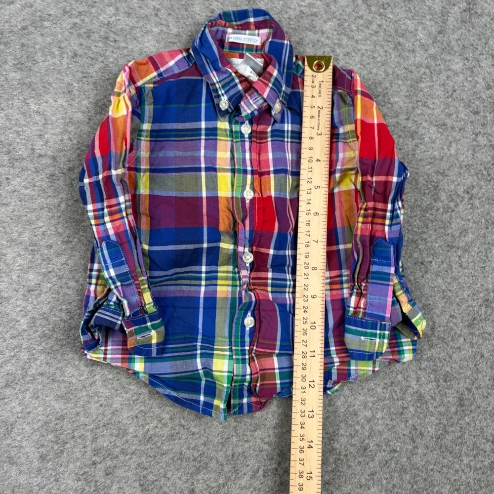 Ralph Lauren Button Down Shirt Unisex 12 Month Multi-Color Plaid Madras Preppy